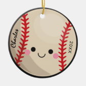 Kawaii Baseball Softball Kinder Gepersonaliseerde  Keramisch Ornament (Voorkant)
