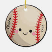 Kawaii Baseball Softball Kinder Gepersonaliseerde  Keramisch Ornament (Achterkant)