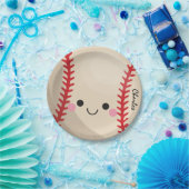 Kawaii Baseball Softball Kinder Gepersonaliseerde  Papieren Bordje (Feest)