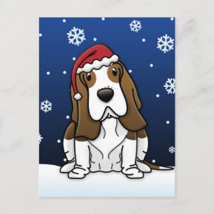 Kawaii Basset Hound-kerstBriefkaart Feestdagenkaart