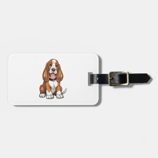 Kawaii Basset Hound Puppy Bagagelabel (Voorkant horizontaal)