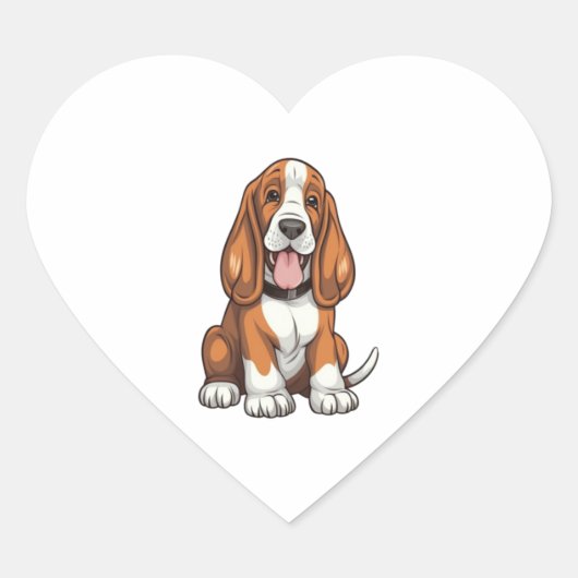Kawaii Basset Hound Puppy Hart Sticker (Voorkant)