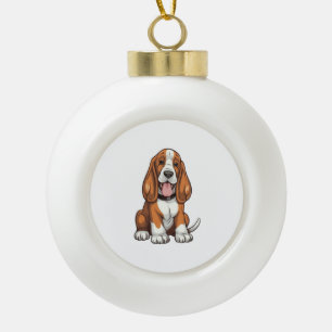 Kawaii Basset Hound Puppy Keramische Bal Ornament