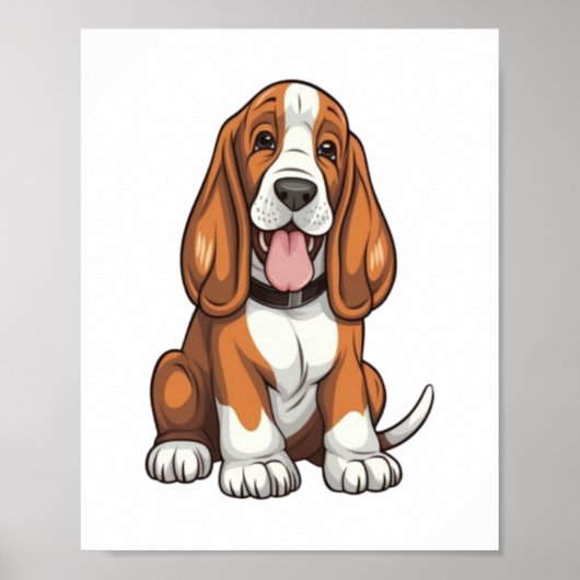 Kawaii Basset Hound Puppy Poster (Voorkant)