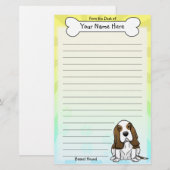 Kawaii Basset Hound Stationery Briefpapier (Voorkant / Achterkant)