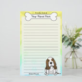 Kawaii Basset Hound Stationery Briefpapier (Staand voorkant)