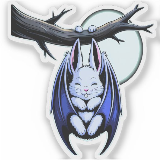 Kawaii Bat Bunny Spooky Schattige Sticker (Voorkant)