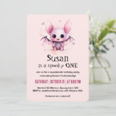 Kawaii Bat Halloween Birthday Party Kaart (Staand voorkant)