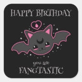Kawaii Bat Halloween Verjaardag Vierkante Sticker (Voorkant)