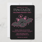 Kawaii Bat Halloween Verjaardagsfeestje Kaart (Voorkant)