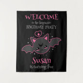 Kawaii Bat Halloween Verjaardagsfeestje Wandkleed (Voorkant)