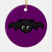 Kawaii Bat in het zwart en Paars Keramisch Ornament (Voorkant)