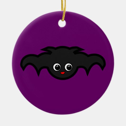 Kawaii Bat in het zwart en Paars Keramisch Ornament (Voorkant)
