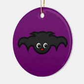 Kawaii Bat in het zwart en Paars Keramisch Ornament (Links)