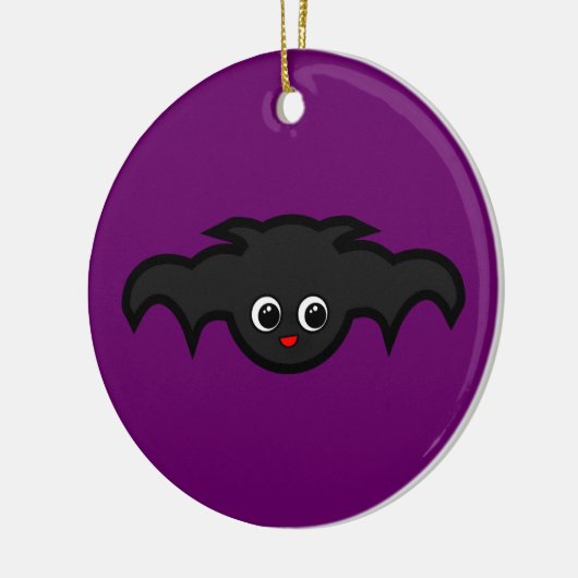 Kawaii Bat in het zwart en Paars Keramisch Ornament (Links)