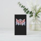 Kawaii Bat Pastel Gothic Flowers Visitekaartje (Staand voorkant)