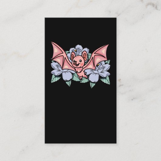 Kawaii Bat Pastel Gothic Flowers Visitekaartje (Voorkant)