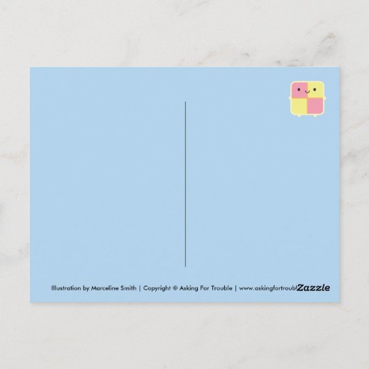 Kawaii Battenberg Cake & Cup in Tea Briefkaart (Achterkant)