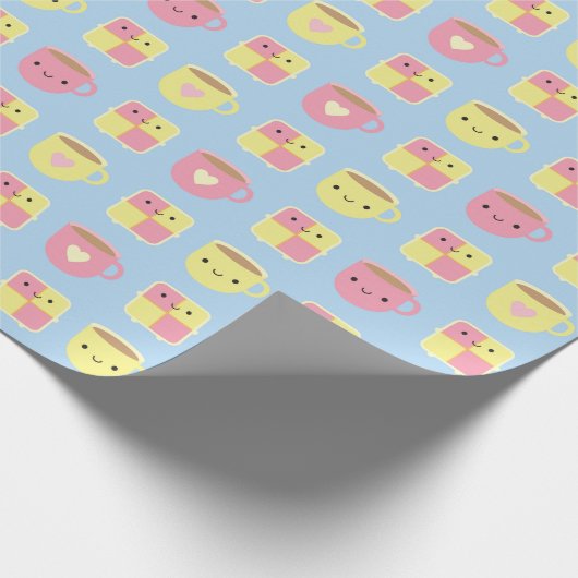 Kawaii Battenberg Cake & Cup in Tea Cadeaupapier (Hoek)