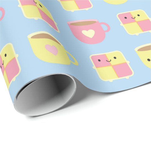 Kawaii Battenberg Cake & Cup in Tea Cadeaupapier (Rol Hoek)