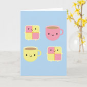 Kawaii Battenberg Cake & Cup in Tea Kaart (Gele Bloem)
