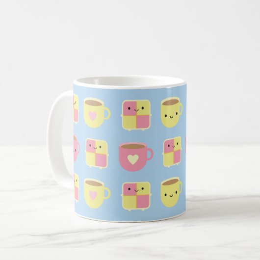 Kawaii Battenberg Cake & Cup in Tea Koffiemok (Voorkant links)