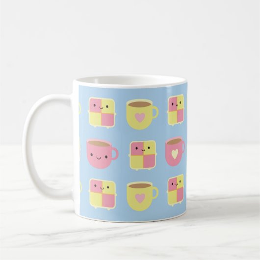 Kawaii Battenberg Cake & Cup in Tea Koffiemok (Links)