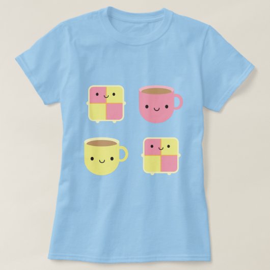 Kawaii Battenberg Cake & Cup in Tea T-shirt (Design voorkant)