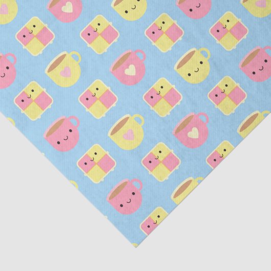 Kawaii Battenberg Cake & Cup in Tea Tissuepapier (Detail)