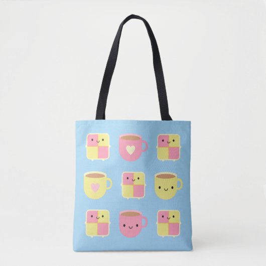 Kawaii Battenberg Cake & Cup in Tea Tote Bag (Voorkant)