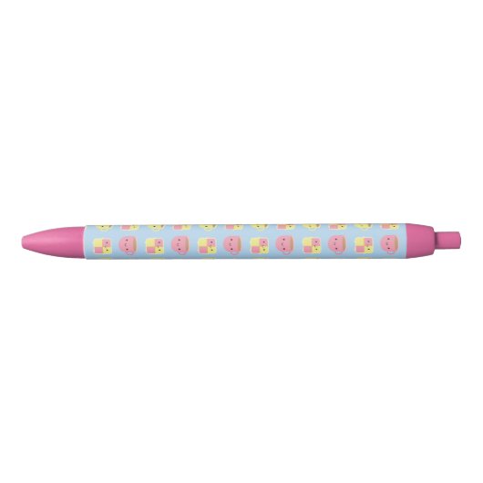 Kawaii Battenberg Cake & Cup in Tea Zwarte Inkt Pen (Voorkant)