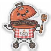 Kawaii BBQ-grillkok Vaderdag Sticker (Voorkant)