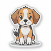 Kawaii Beagle Pup - Slaperige Pose Sticker (Voorkant)