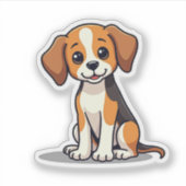 Kawaii Beagle Pup - Zittende Houding Sticker (Voorkant)