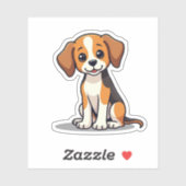 Kawaii Beagle Pup - Zittende Houding Sticker (Vel)
