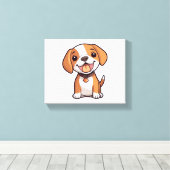Kawaii Beagle Puppy Canvas Afdruk (Insitu (Houten vloer))