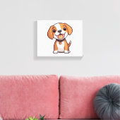 Kawaii Beagle Puppy Canvas Afdruk (Insitu (Woonkamer))
