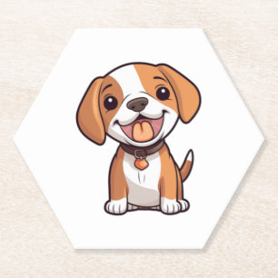 Kawaii Beagle Puppy Kartonnen Onderzetters