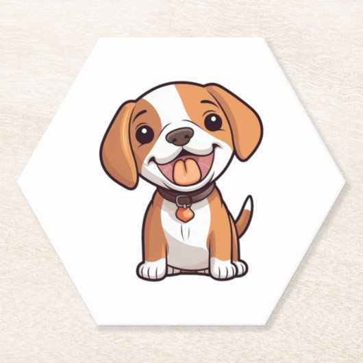 Kawaii Beagle Puppy Kartonnen Onderzetters (Voorkant)