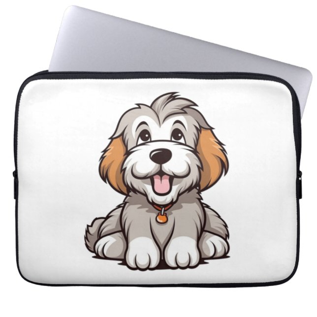 Kawaii Bearded Collie Puppy Laptop Sleeve (Voorkant)