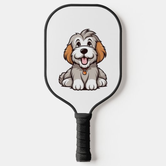 Kawaii Bearded Collie Puppy Pickleball Paddle (Voorkant)