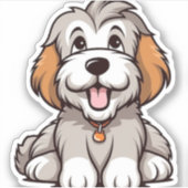 Kawaii Bearded Collie Puppy Sticker (Voorkant)