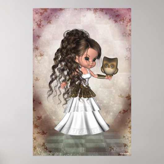 Kawaii Beauful Athena Greek Goddess Print (Voorkant)