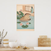 Kawaii Beaver Ukiyo-e Print Funny Bathroom Japandi (Keuken)