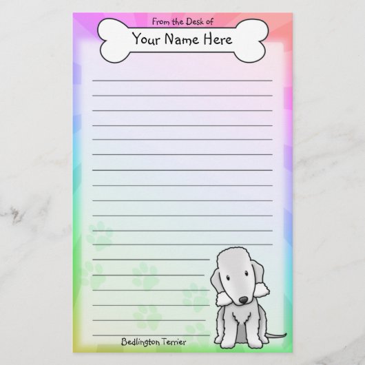 Kawaii Bedlington Terrier Stationery Briefpapier (Voorkant)