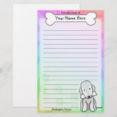 Kawaii Bedlington Terrier Stationery Briefpapier (Voorkant / Achterkant)
