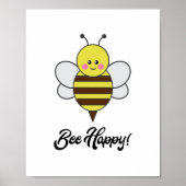 Kawaii Bee Happy Cute Pun Bumblebee Honeybee Poster (Voorkant)