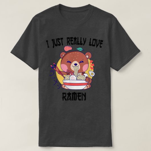 Kawaii beer eet ramen Japanse Anime Noodles T-shirt (Design voorkant)