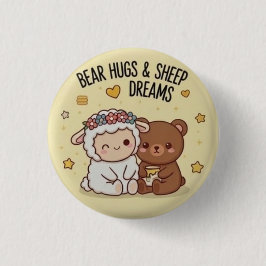 Kawaii Beer en Schaap Beste Vrienden Mooie Speld K Ronde Button 3,2 Cm