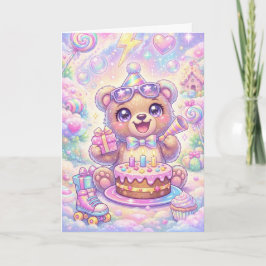 Kawaii Beer Verjaardag Pastel Regenboog Roller Sch Kaart